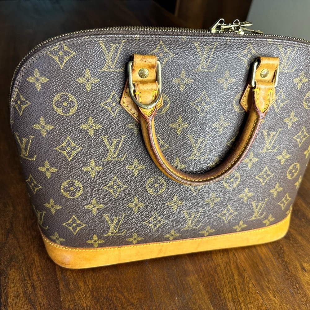 Louis Vuitton Alma Hand Bag MM Brown Canvas/Leather